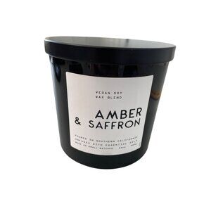Leoben Company Amber and Saffron Scented Candle 24Oz Vegan Soy Wax Blend 3-Wicks